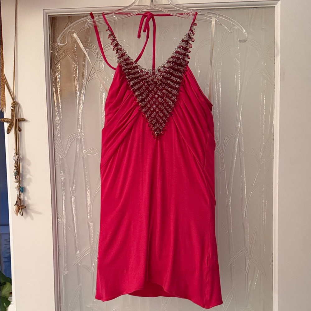 SKY Brand Gorgeous Pink and Clear Crystal Beaded Women's Top 🌸 . Size XS